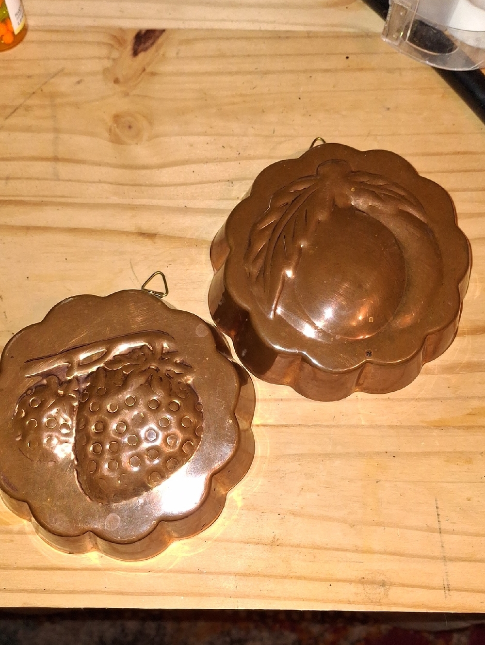 Vintage Copper Fruit Molds - Decorative Hanging Kitchen Pieces (Set of 2)